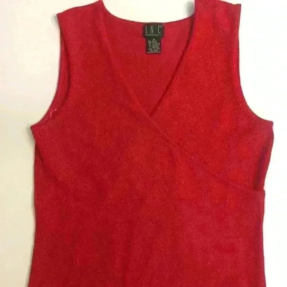 INC sparkle red tank top